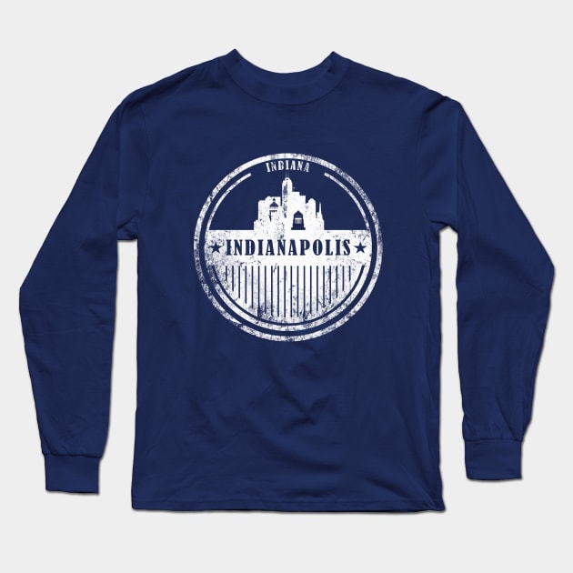 Indianapolis Art Skyline Stamp Long Sleeve T-Shirt by DimDom